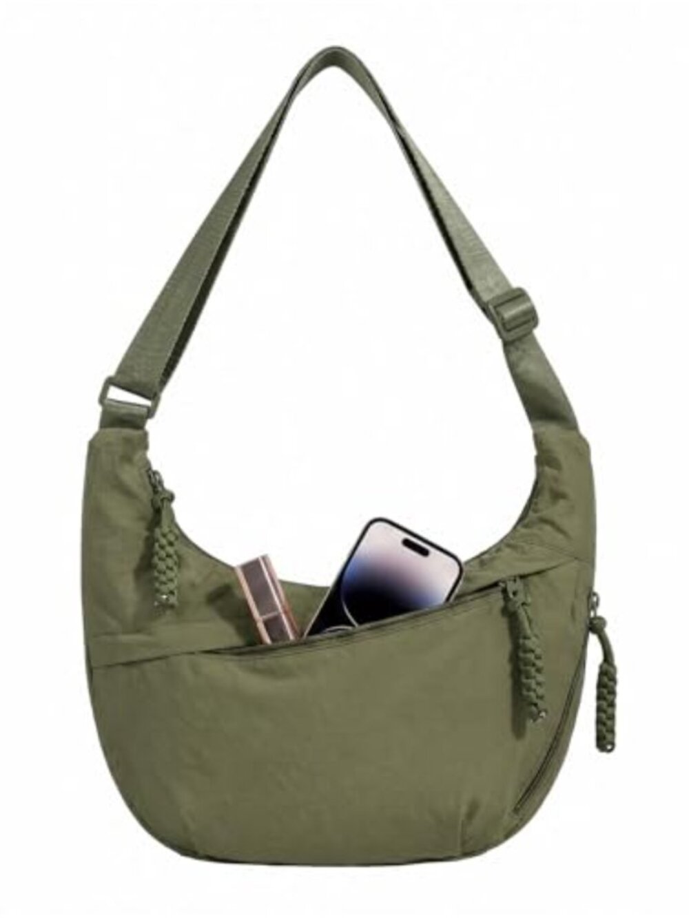 Water-Resistant Nylon Crescent Crossbody Bag Slouchy Hobo Purse